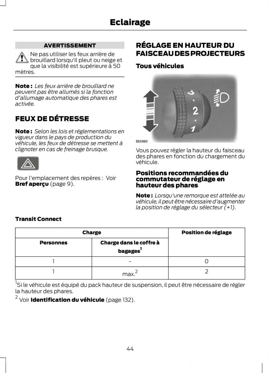 Ford Tourneo Connect manuel du proprietaire / page 46