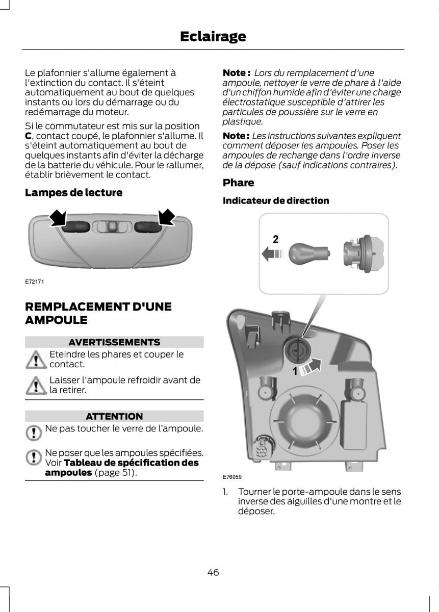 Ford Tourneo Connect manuel du proprietaire / page 48