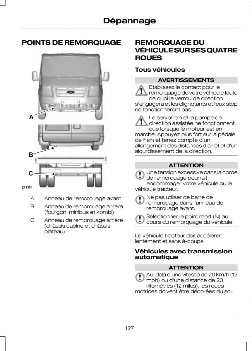 Ford Transit VII 7 manuel du proprietaire / page 129