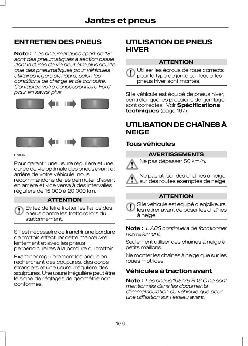 Ford Transit VII 7 manuel du proprietaire / page 168