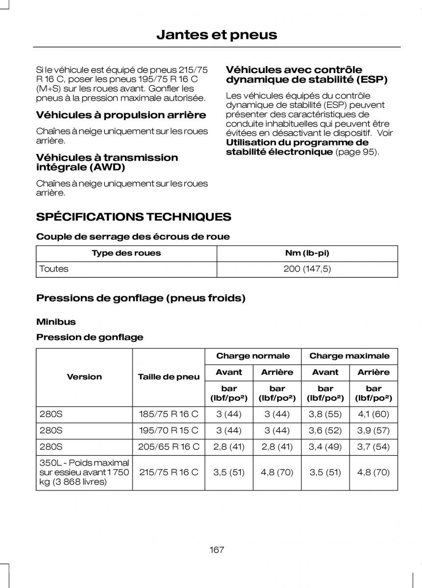 Ford Transit VII 7 manuel du proprietaire / page 169