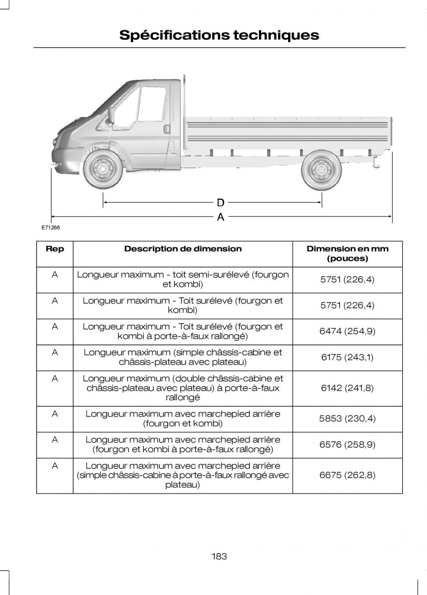 Ford Transit VII 7 manuel du proprietaire / page 185