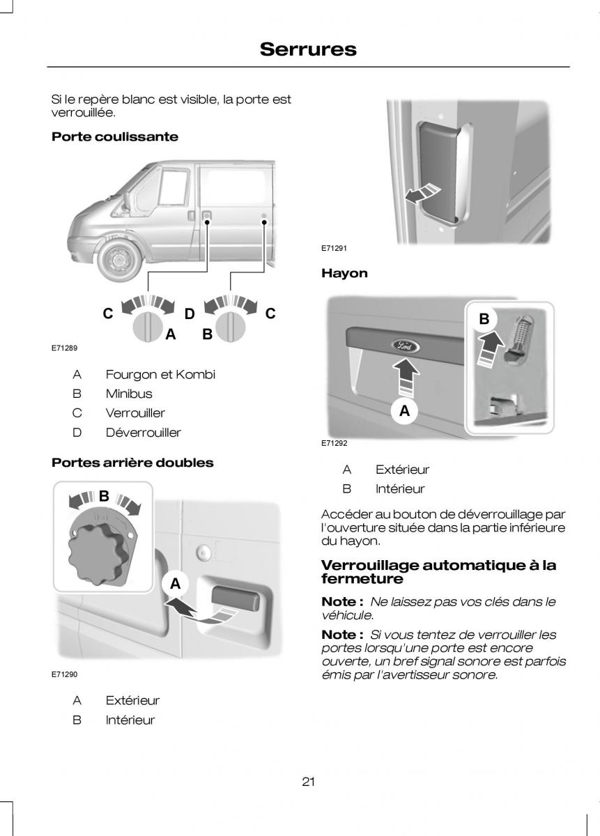 Ford Transit VII 7 manuel du proprietaire / page 23