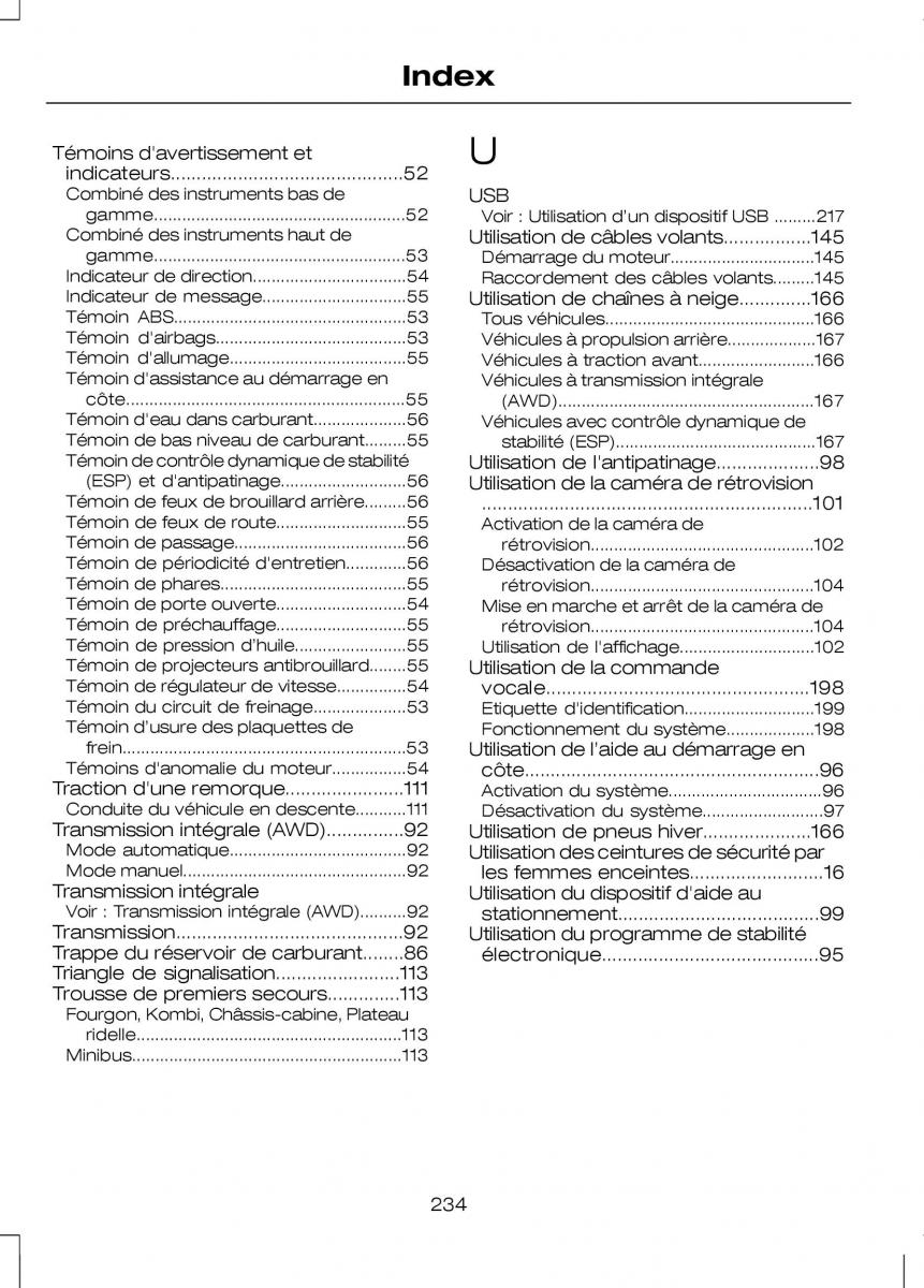 Ford Transit VII 7 manuel du proprietaire / page 236