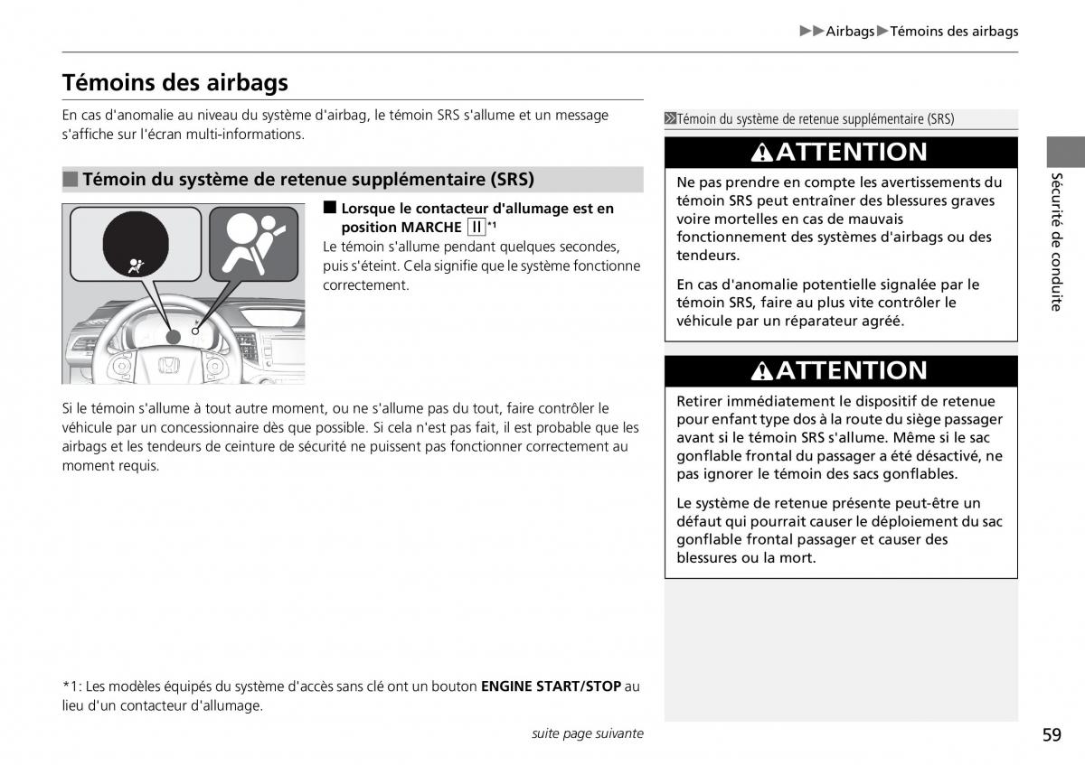 Honda CR V IV 4 manuel du proprietaire / page 60