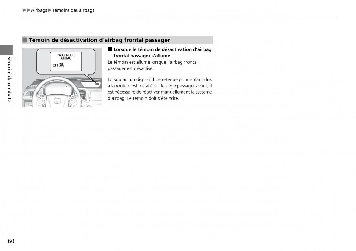 Honda CR V IV 4 manuel du proprietaire / page 61