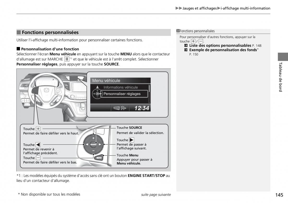 Honda CR V IV 4 manuel du proprietaire / page 146