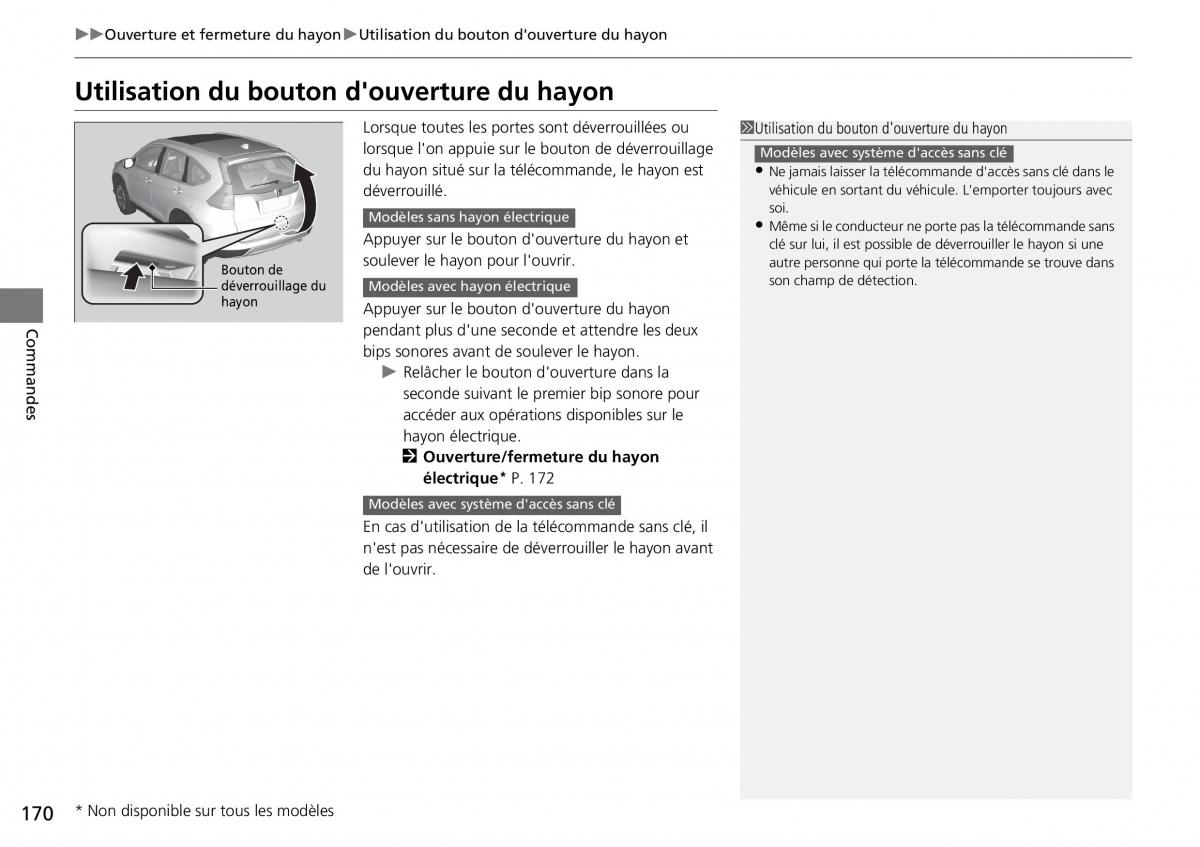 Honda CR V IV 4 manuel du proprietaire / page 171