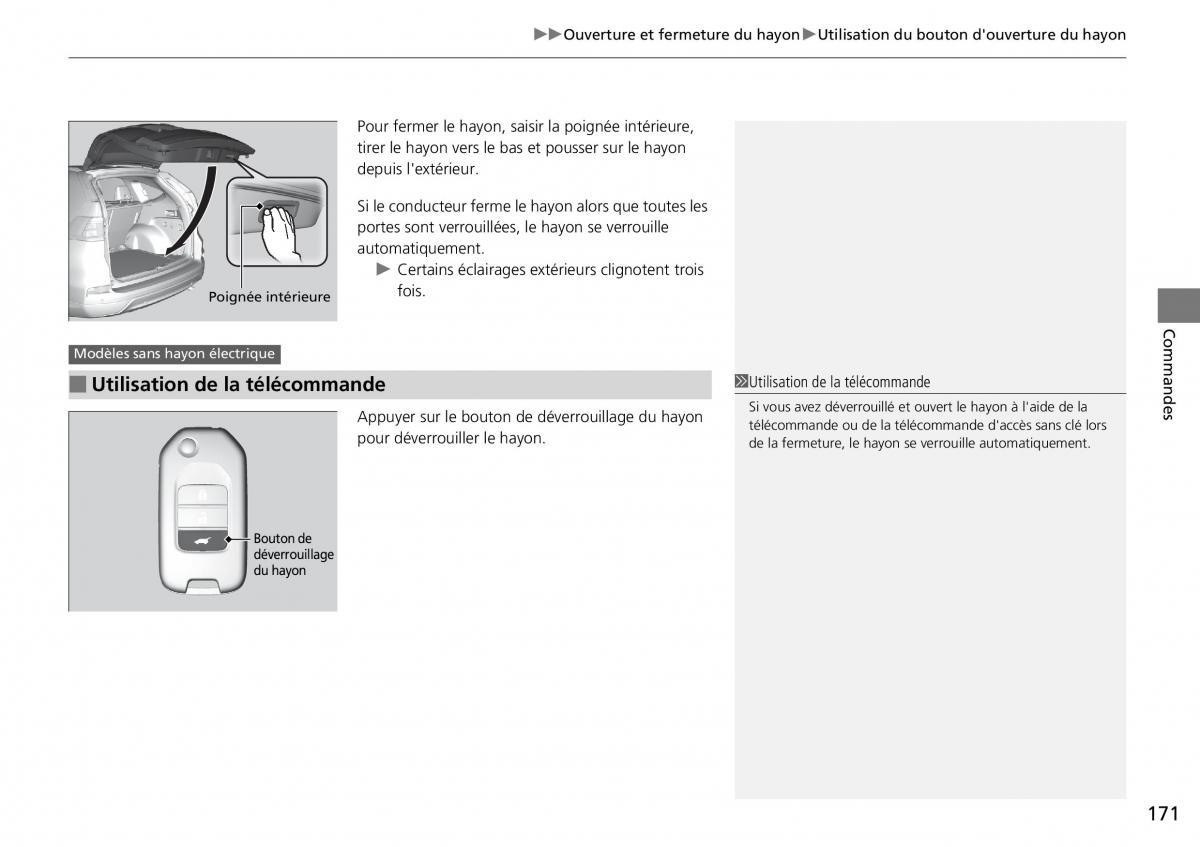 Honda CR V IV 4 manuel du proprietaire / page 172