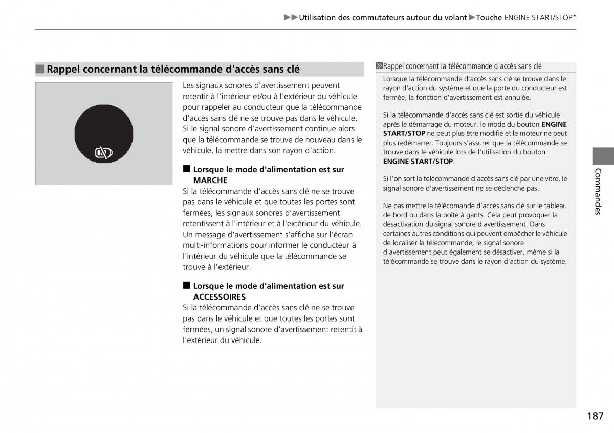 Honda CR V IV 4 manuel du proprietaire / page 188