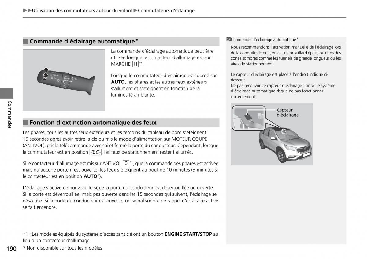 Honda CR V IV 4 manuel du proprietaire / page 191