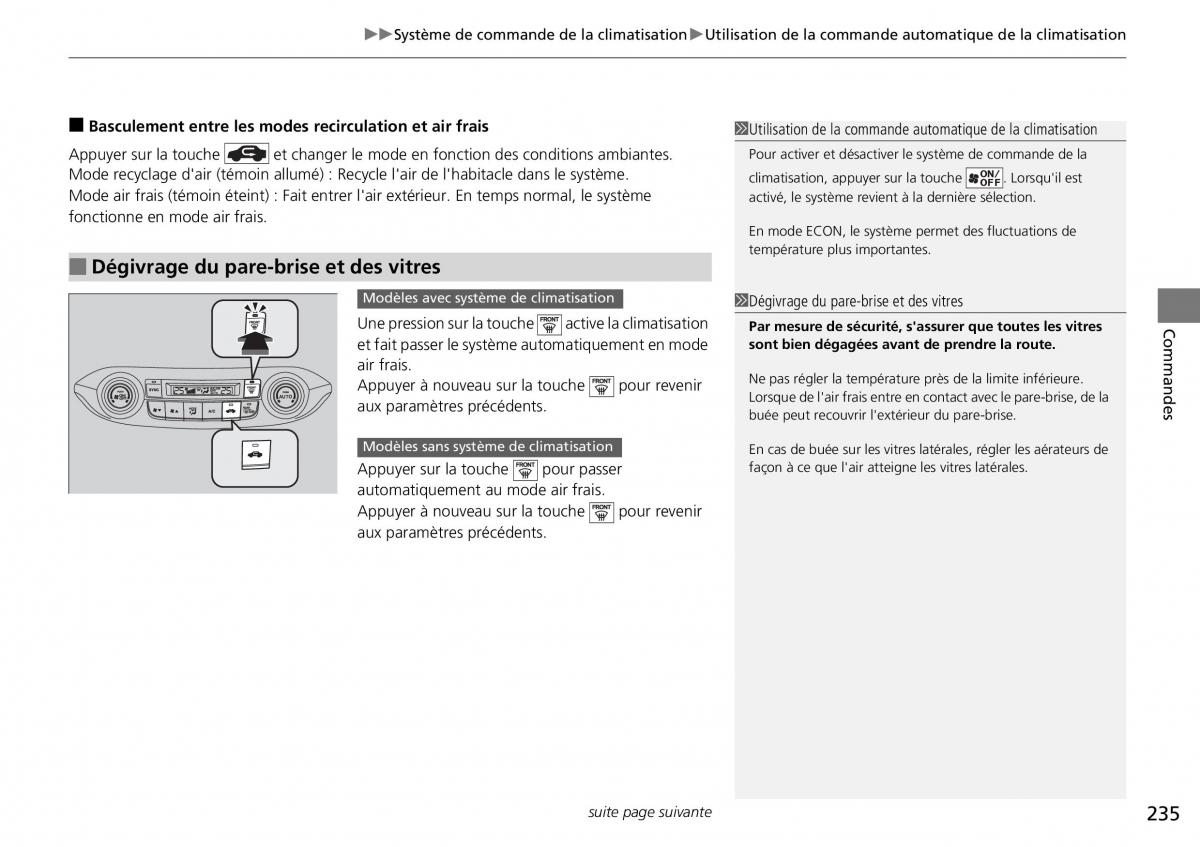 Honda CR V IV 4 manuel du proprietaire / page 236