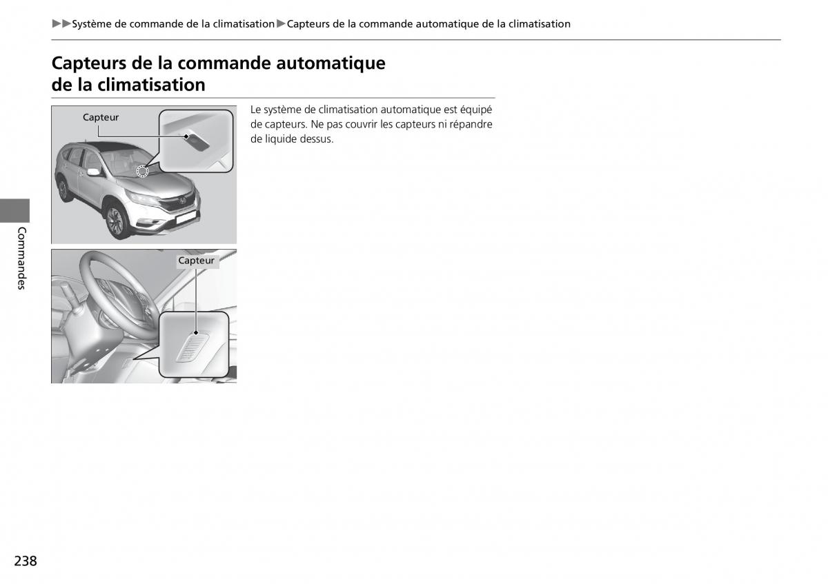 Honda CR V IV 4 manuel du proprietaire / page 239