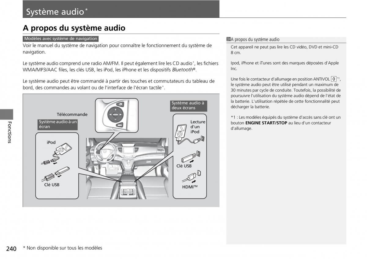 Honda CR V IV 4 manuel du proprietaire / page 241