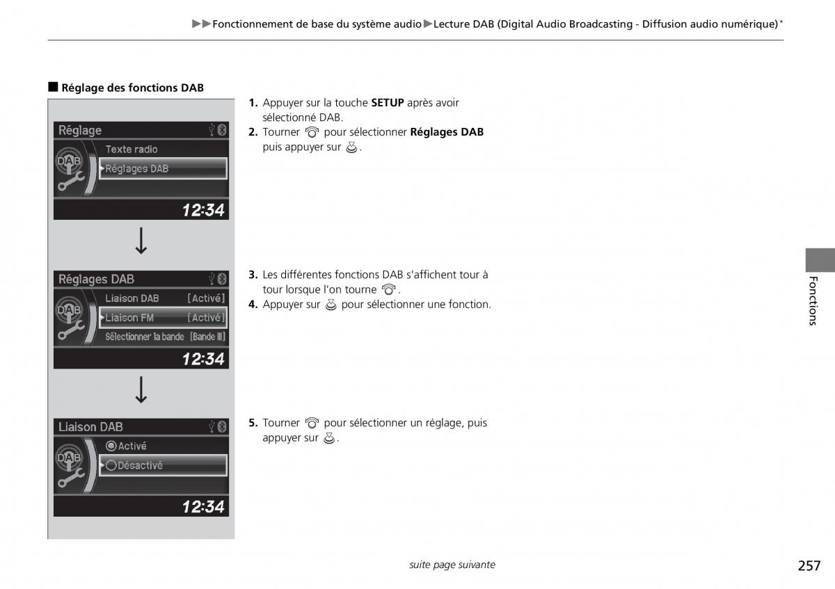 Honda CR V IV 4 manuel du proprietaire / page 258