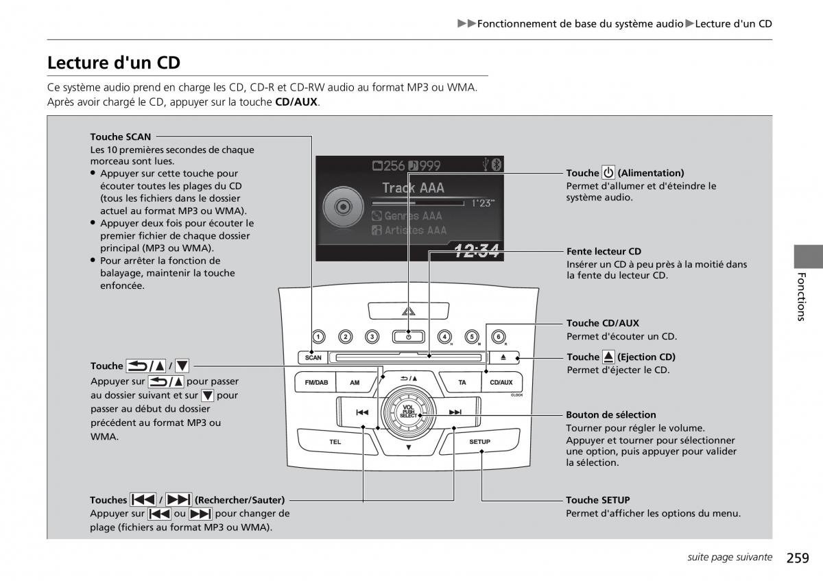 Honda CR V IV 4 manuel du proprietaire / page 260