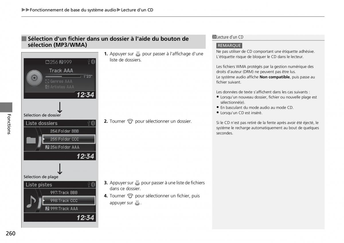 Honda CR V IV 4 manuel du proprietaire / page 261