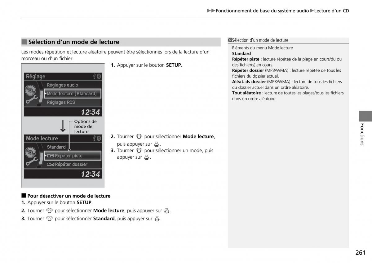 Honda CR V IV 4 manuel du proprietaire / page 262