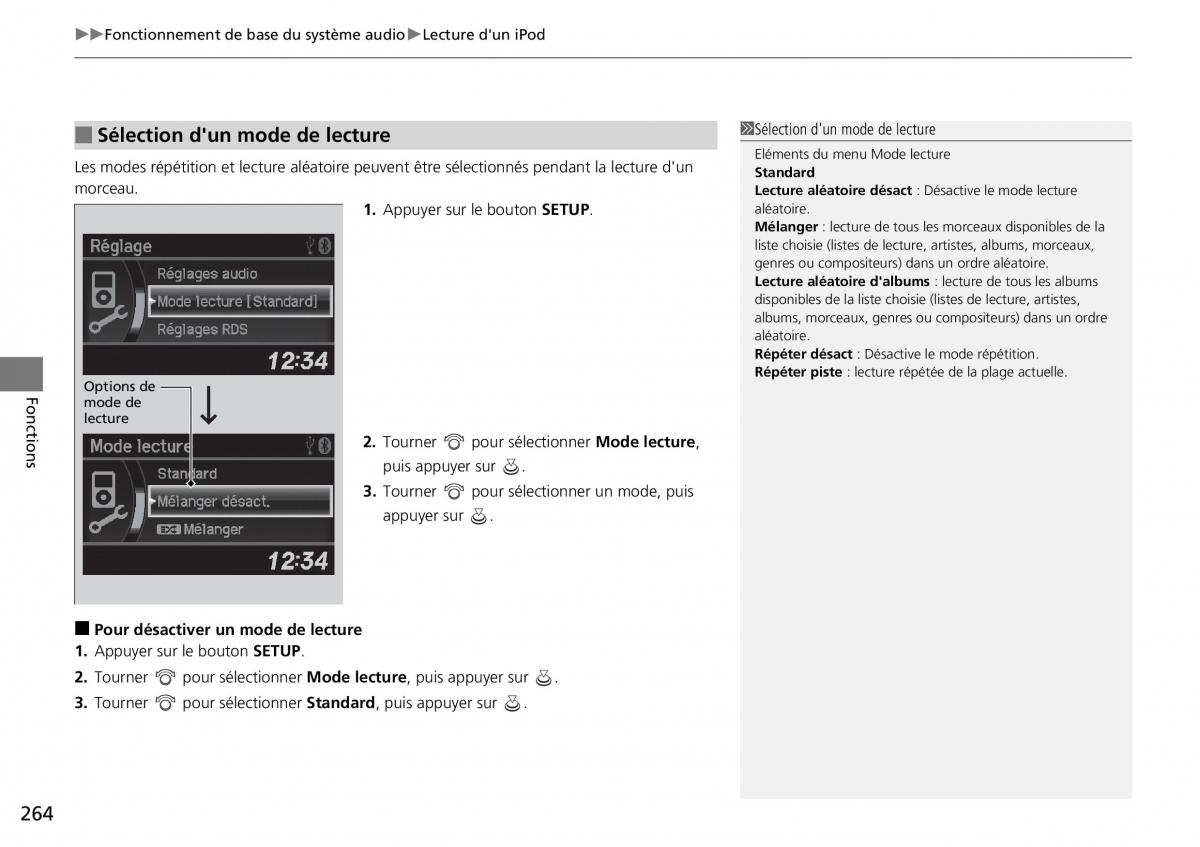 Honda CR V IV 4 manuel du proprietaire / page 265