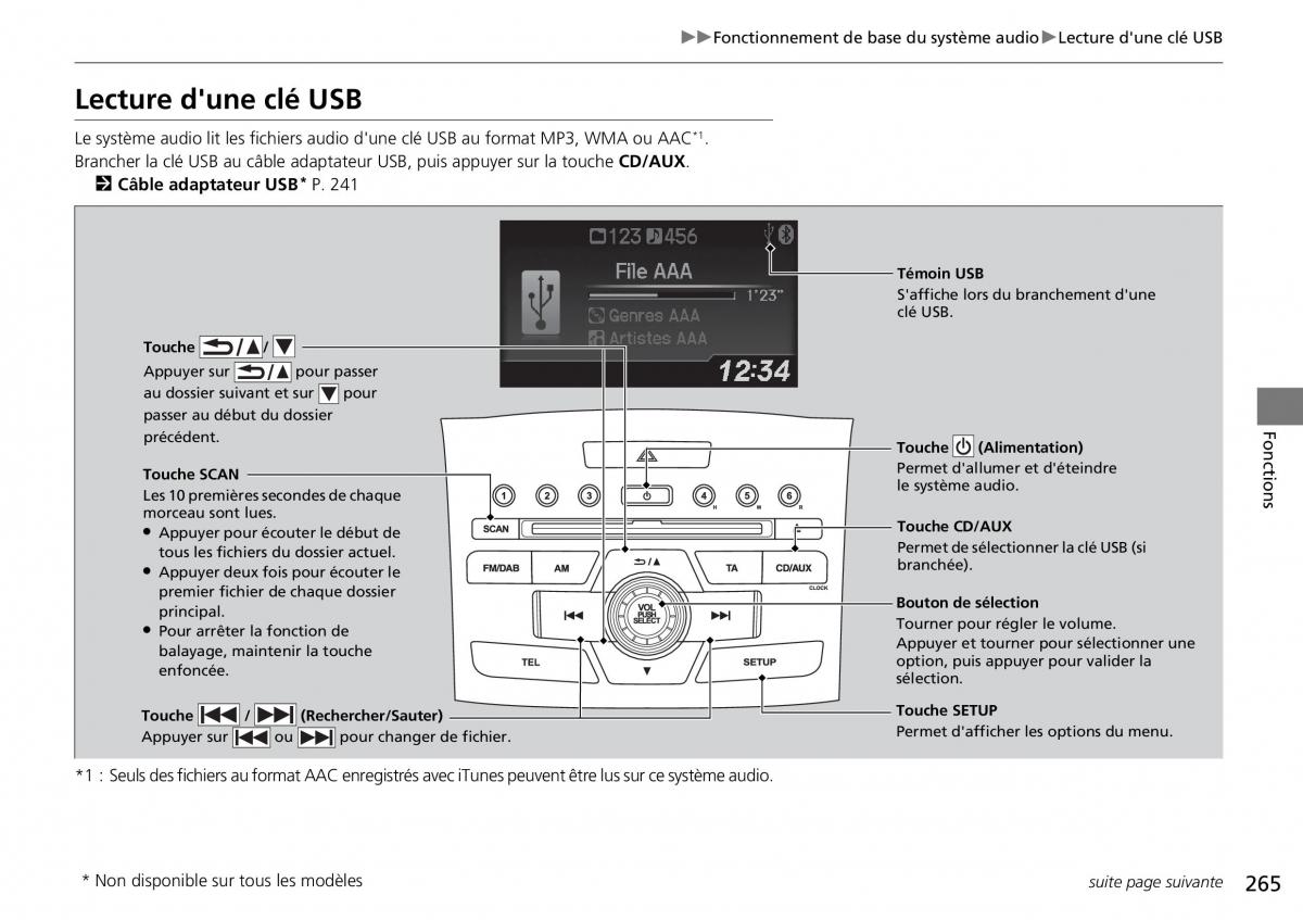 Honda CR V IV 4 manuel du proprietaire / page 266