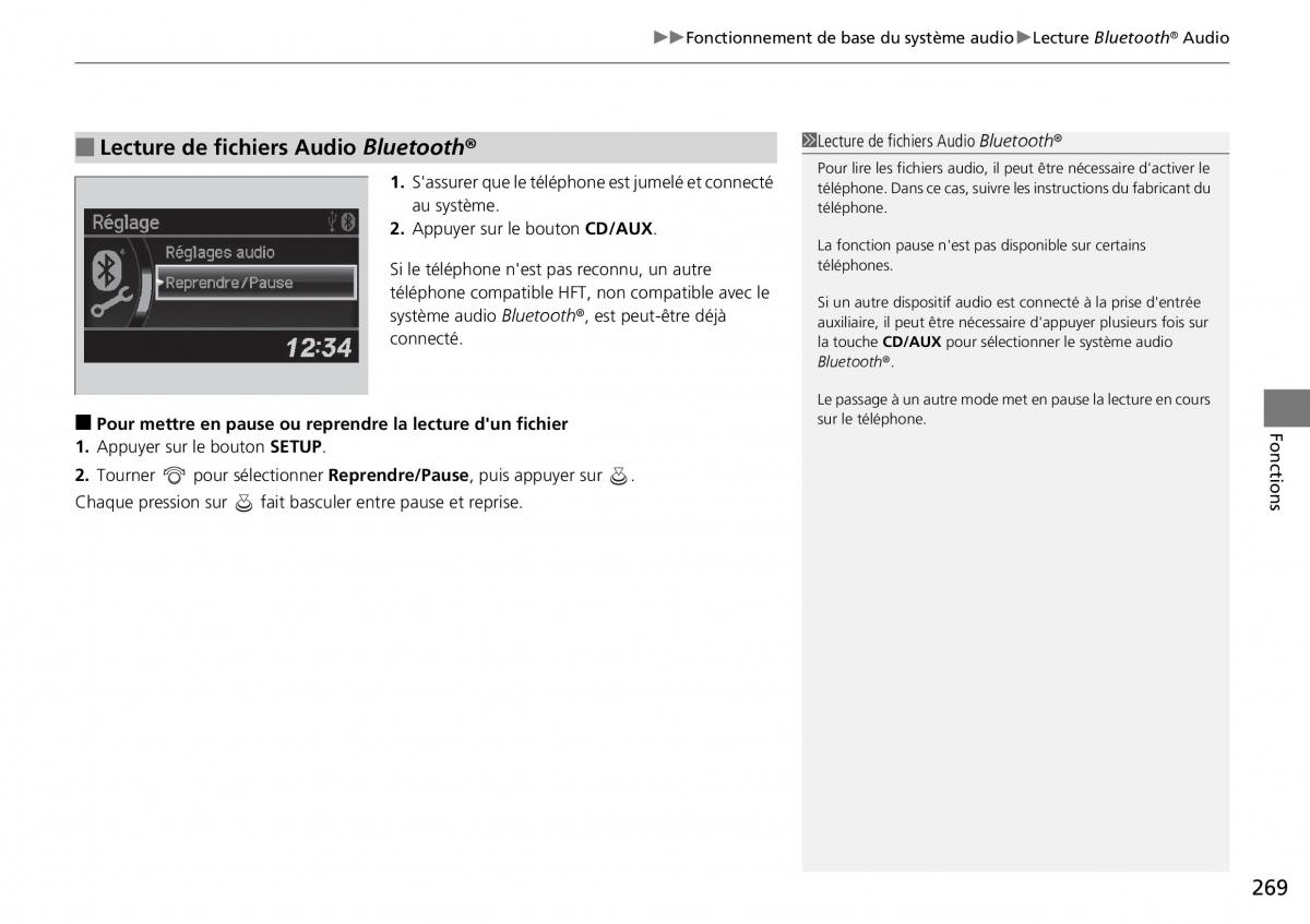 Honda CR V IV 4 manuel du proprietaire / page 270