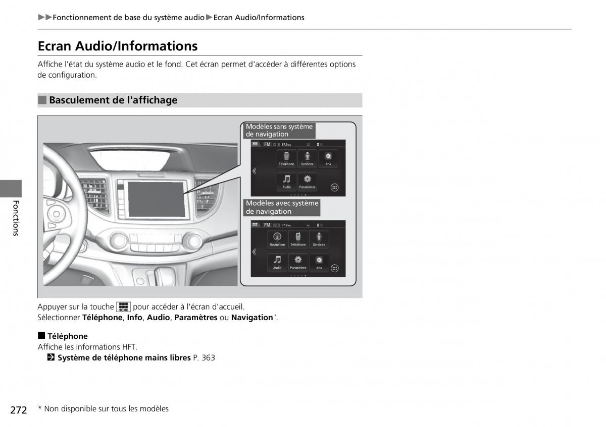 Honda CR V IV 4 manuel du proprietaire / page 273