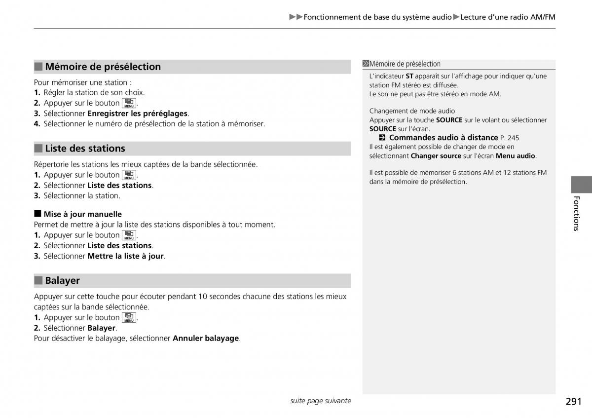 Honda CR V IV 4 manuel du proprietaire / page 292