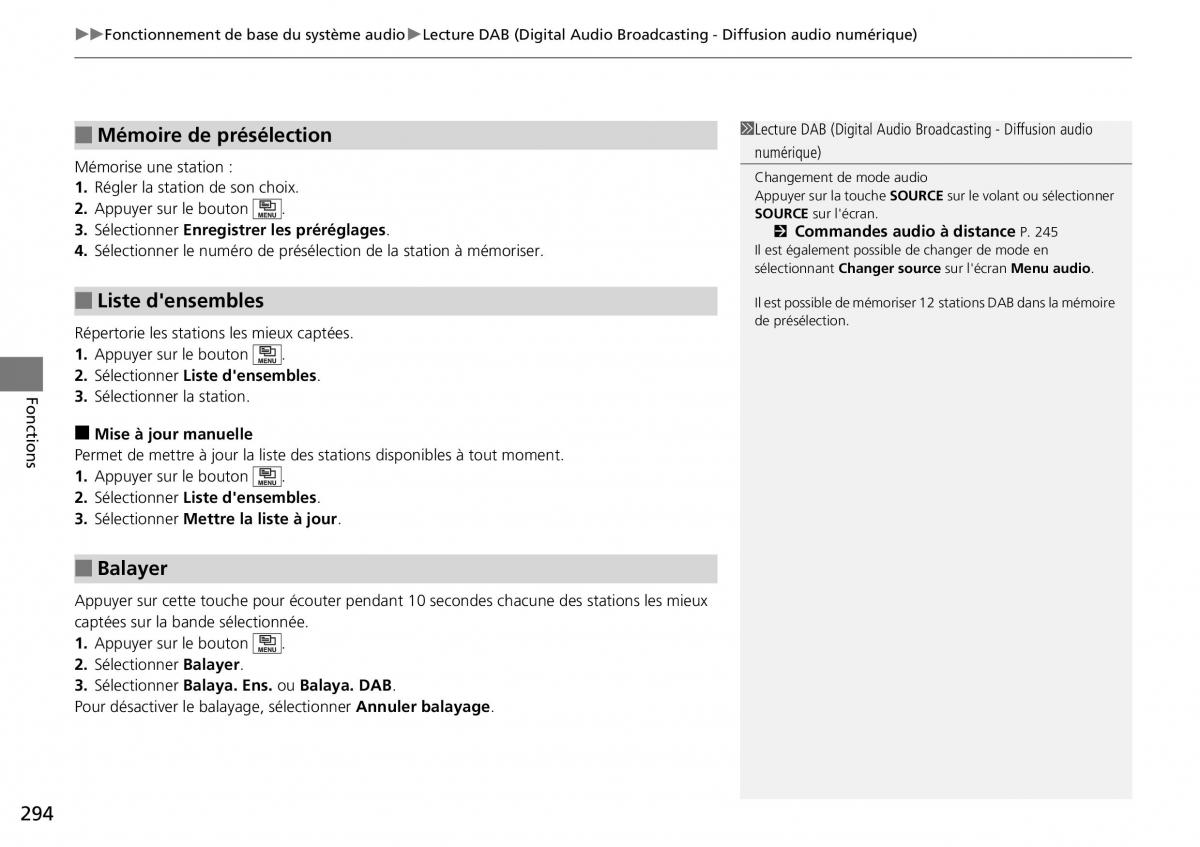 Honda CR V IV 4 manuel du proprietaire / page 295