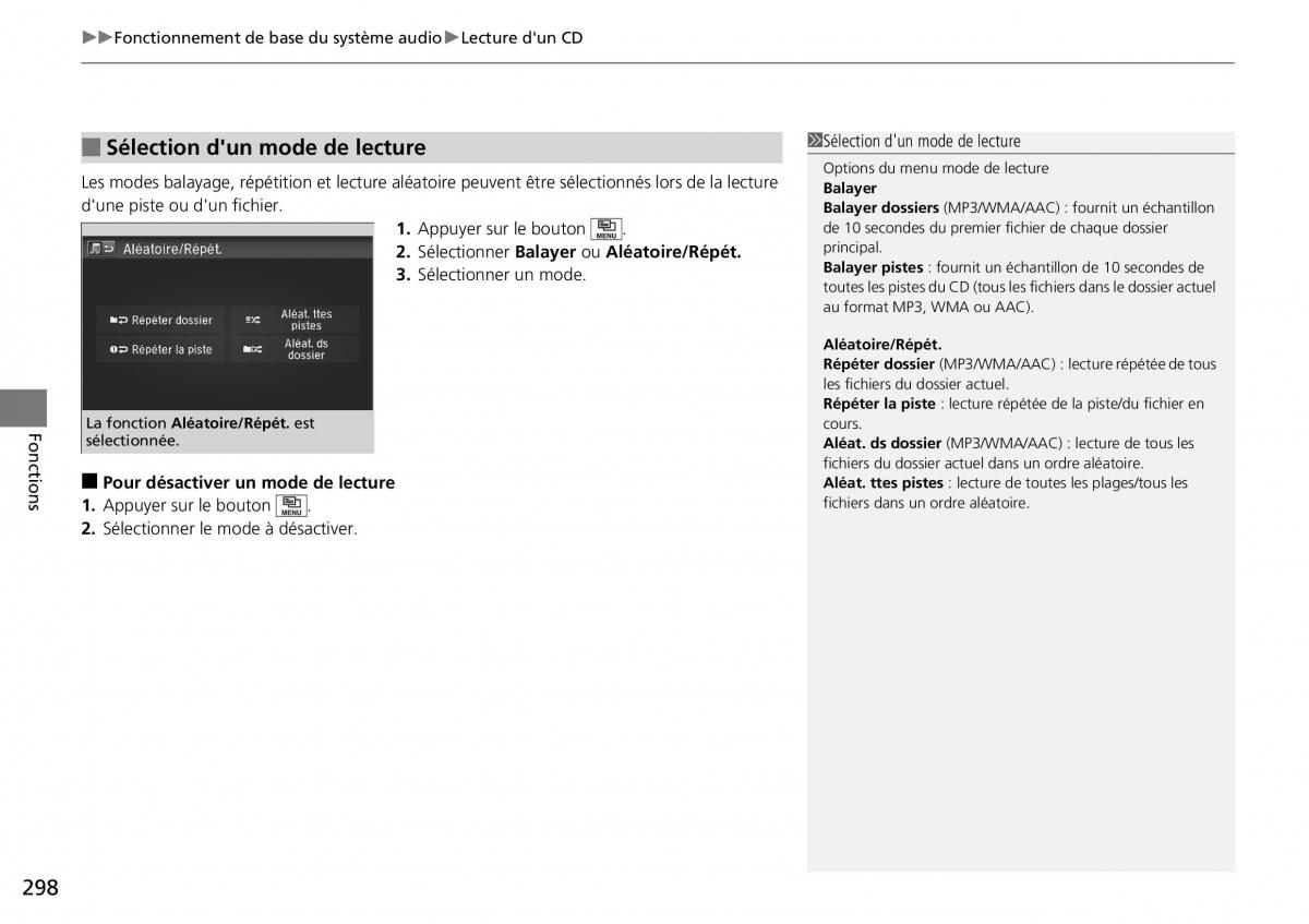 Honda CR V IV 4 manuel du proprietaire / page 299