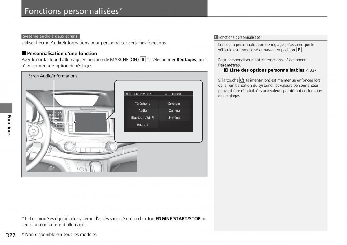 Honda CR V IV 4 manuel du proprietaire / page 323