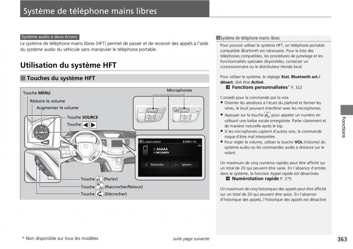 Honda CR V IV 4 manuel du proprietaire / page 364