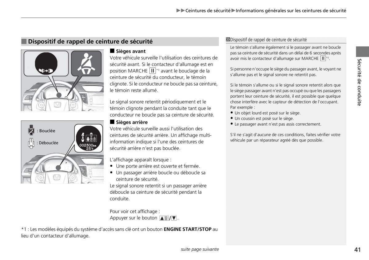 Honda CR V IV 4 manuel du proprietaire / page 42