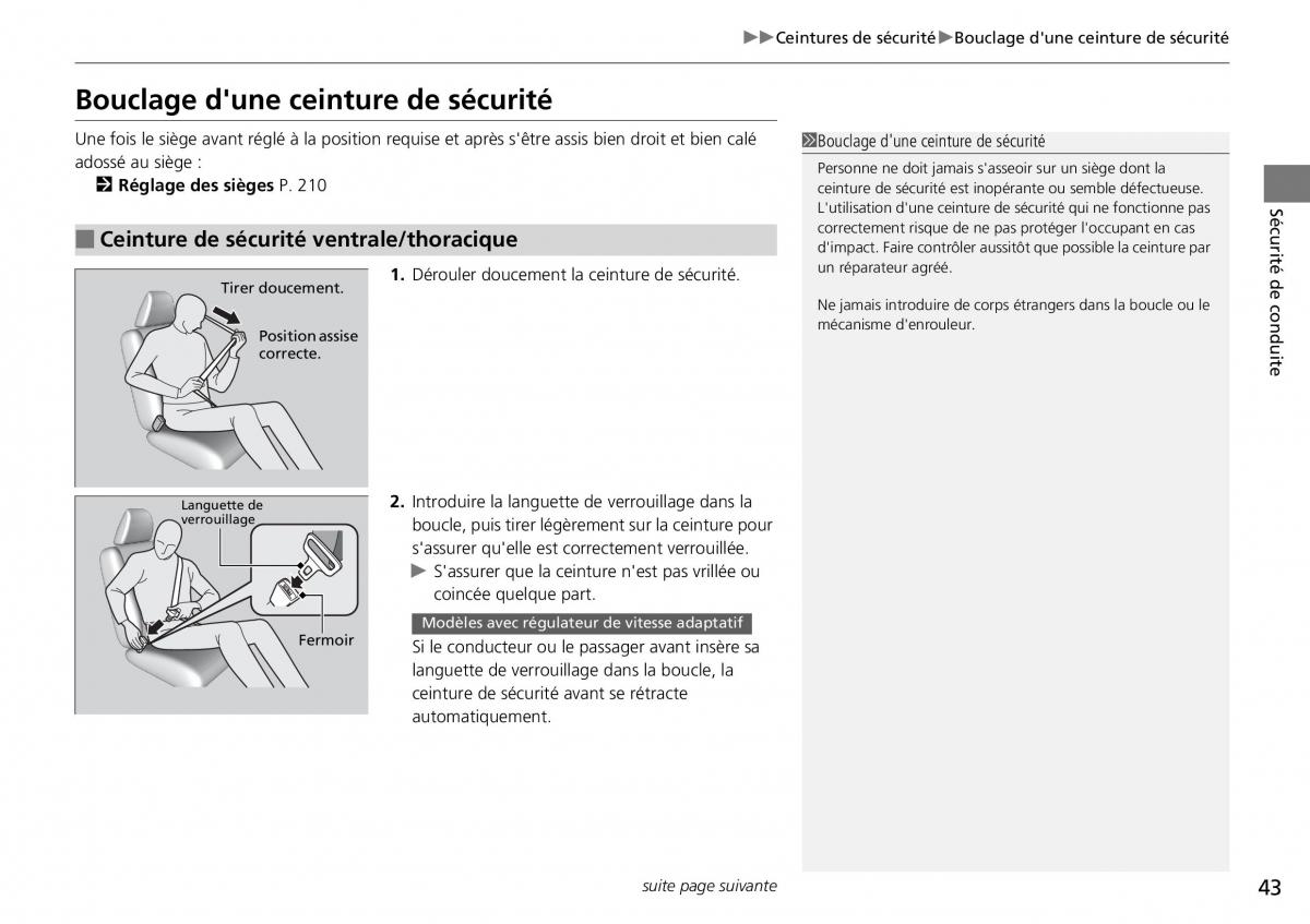 Honda CR V IV 4 manuel du proprietaire / page 44