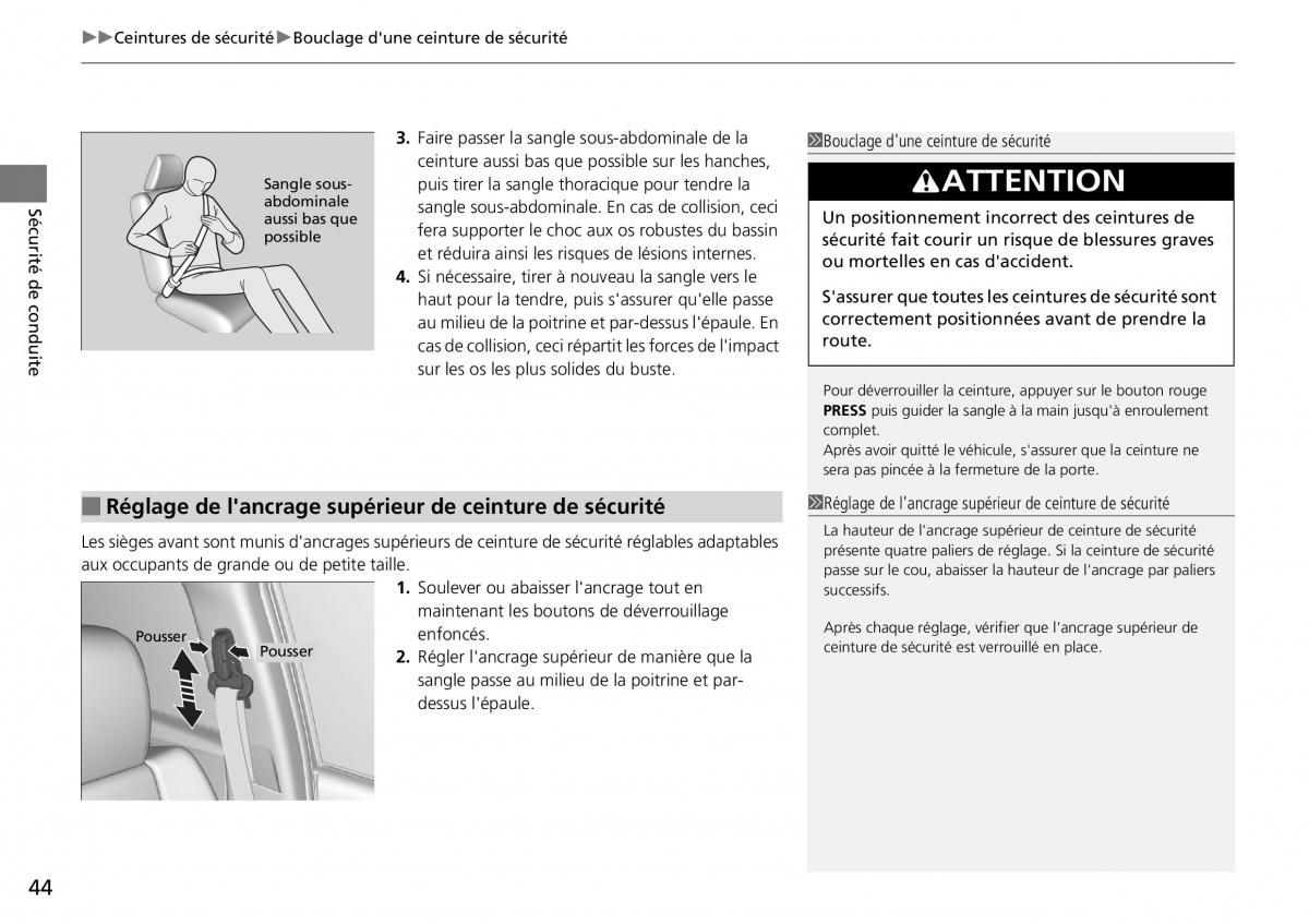 Honda CR V IV 4 manuel du proprietaire / page 45