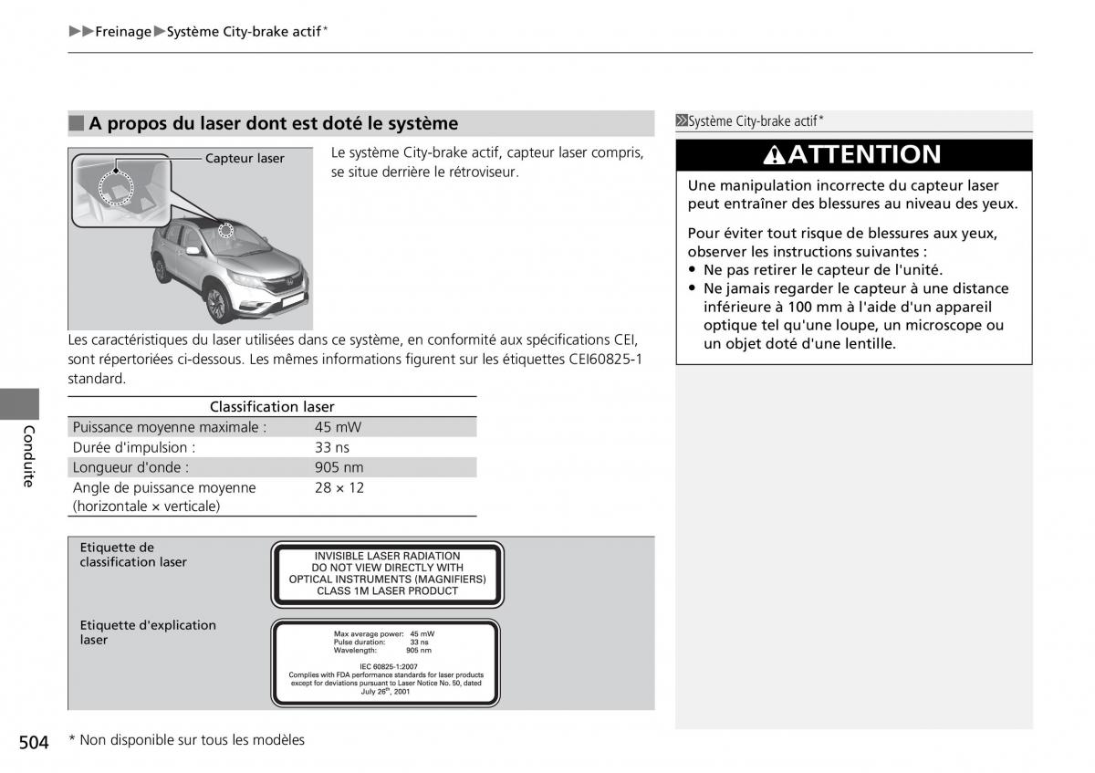 Honda CR V IV 4 manuel du proprietaire / page 505