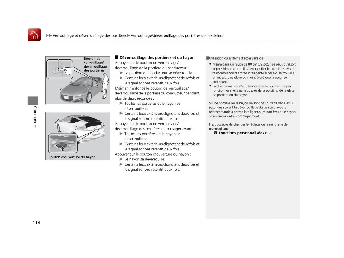 Honda CR Z manuel du proprietaire / page 115