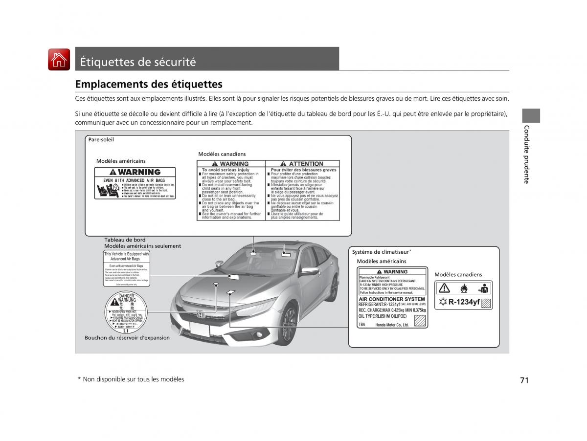 Honda Civic X 10 manuel du proprietaire / page 72