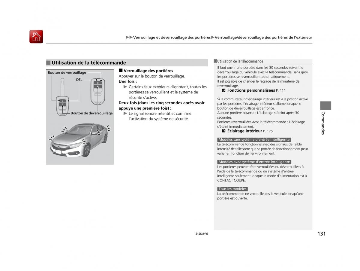 Honda Civic X 10 manuel du proprietaire / page 132