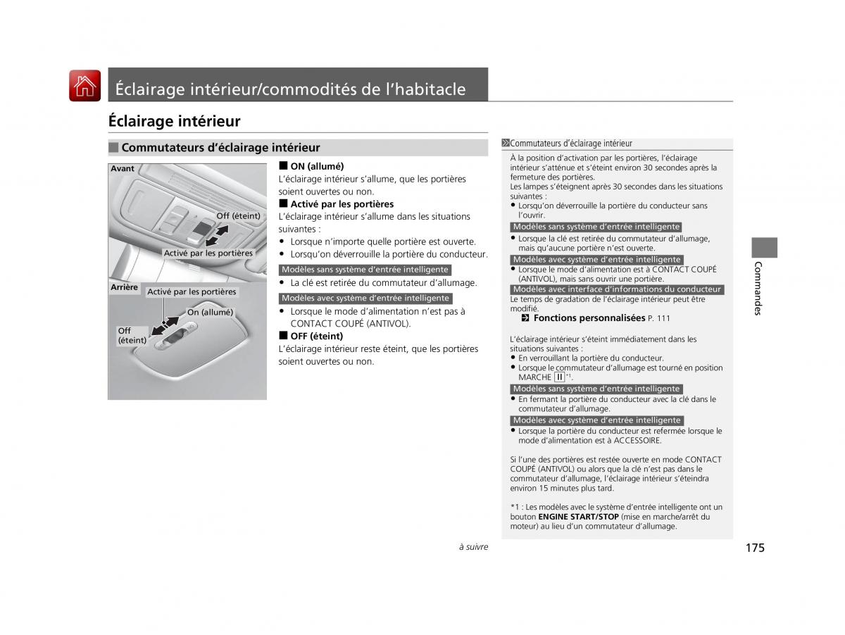 Honda Civic X 10 manuel du proprietaire / page 176