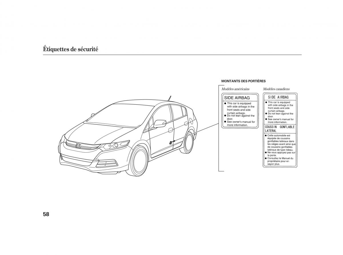 Honda Insight II 2 manuel du proprietaire / page 62