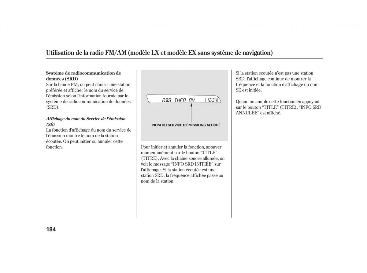 Honda Insight II 2 manuel du proprietaire / page 188