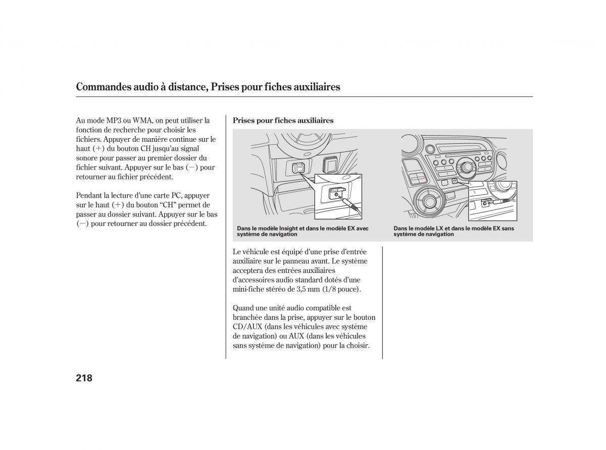 Honda Insight II 2 manuel du proprietaire / page 222