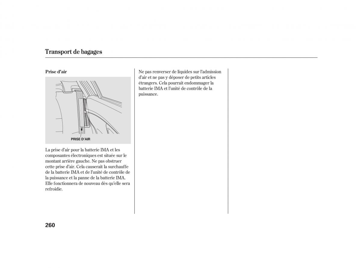 Honda Insight II 2 manuel du proprietaire / page 264