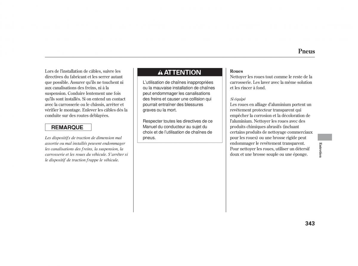 Honda Insight II 2 manuel du proprietaire / page 347