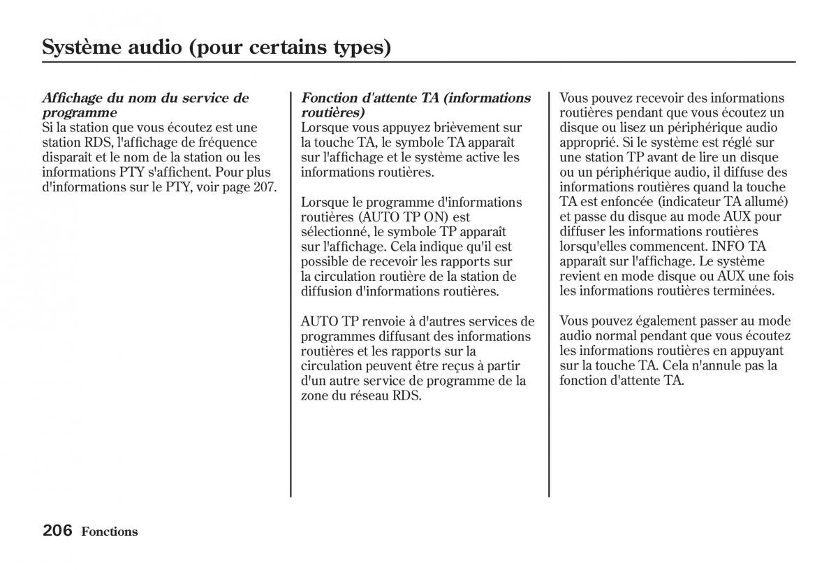 Honda Jazz II 2 manuel du proprietaire / page 211