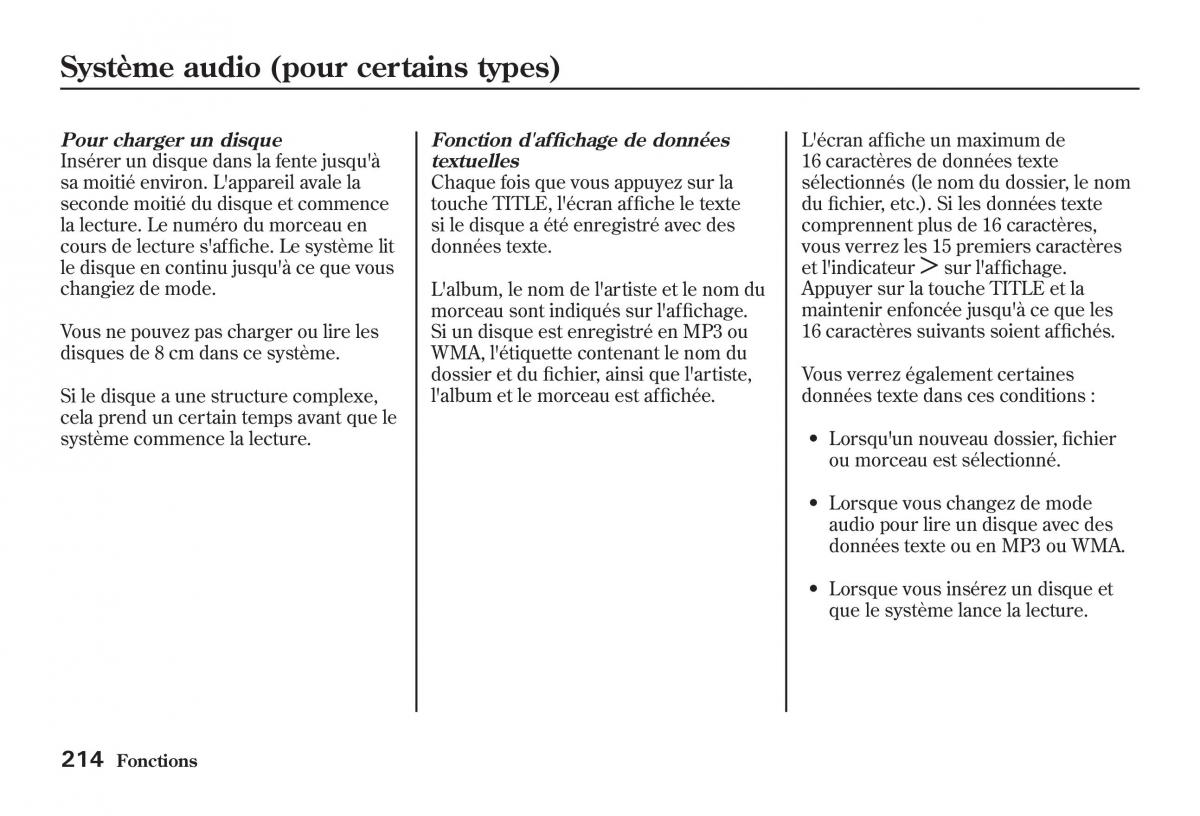 Honda Jazz II 2 manuel du proprietaire / page 219