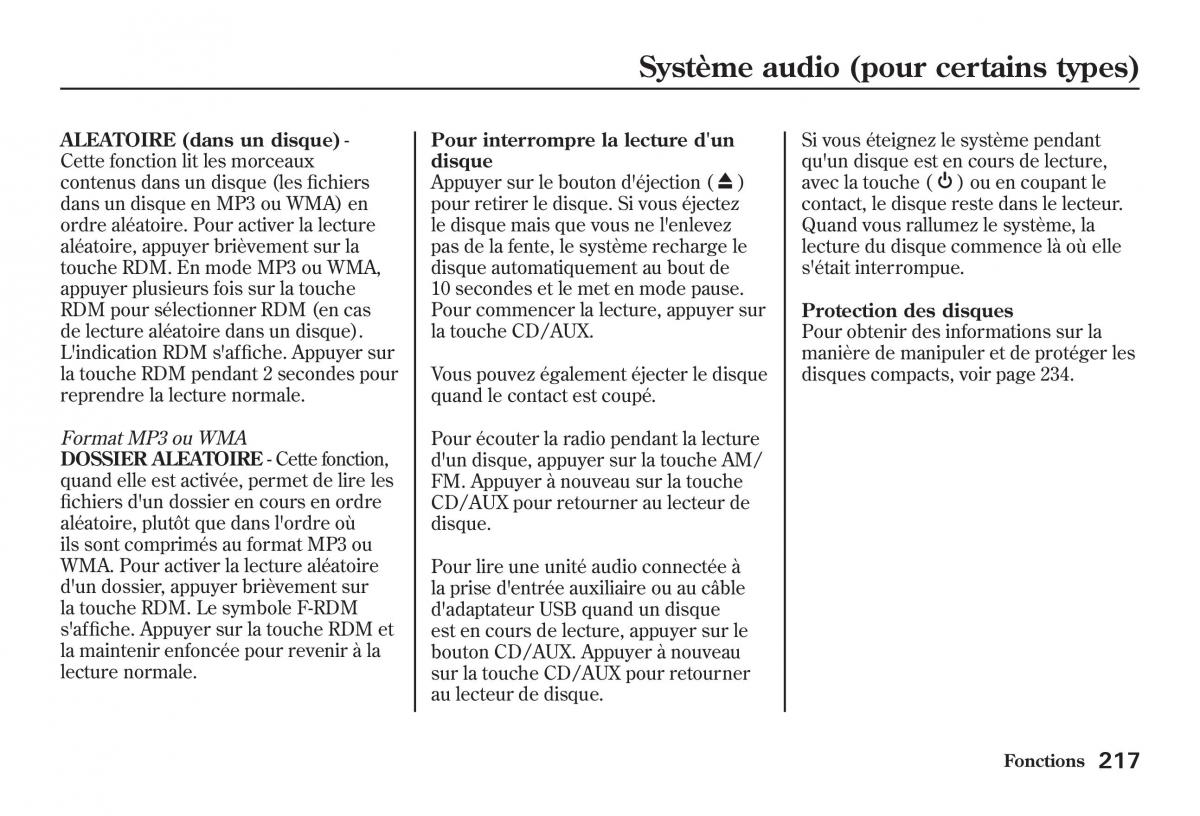 Honda Jazz II 2 manuel du proprietaire / page 222