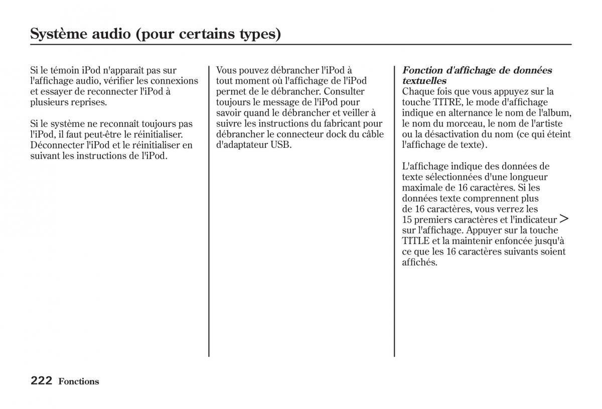 Honda Jazz II 2 manuel du proprietaire / page 227