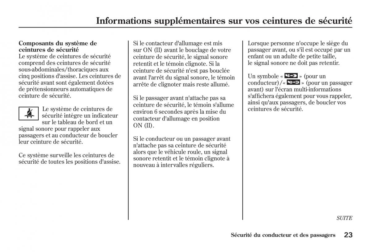 Honda Jazz II 2 manuel du proprietaire / page 28