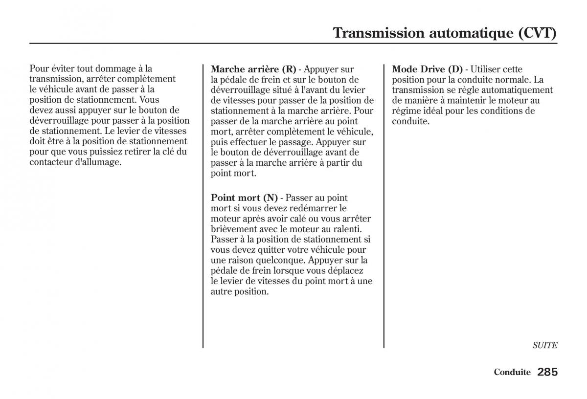 Honda Jazz II 2 manuel du proprietaire / page 290